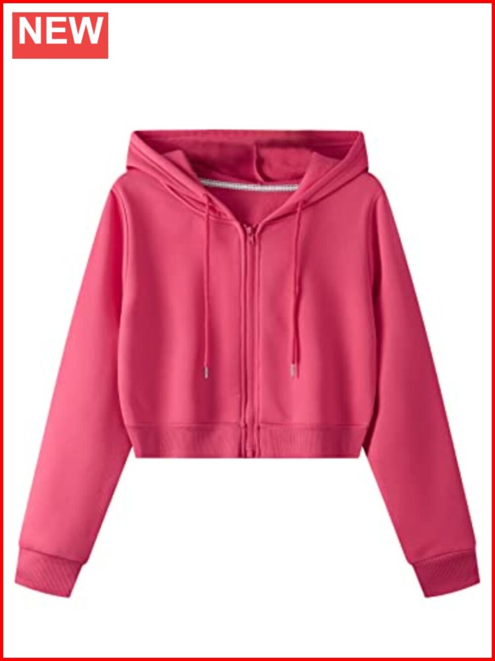SweatyRocks Zip-Up Cropped Hooded Jacket Long Sleeve Drawstring